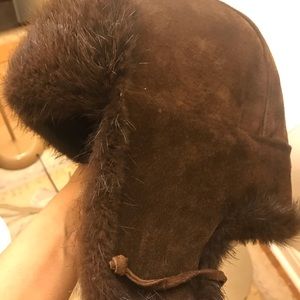 Vintage leather fur hat